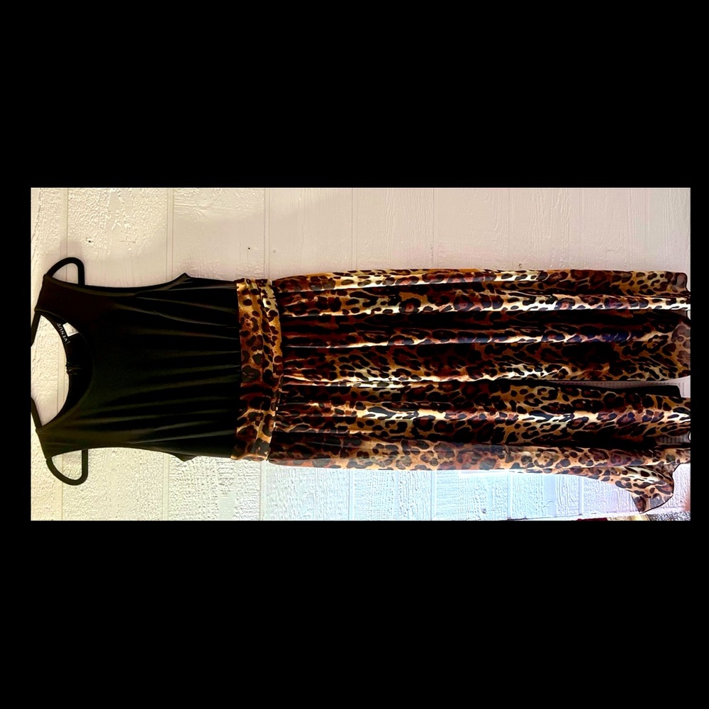 Venus Black Jumpsuit with Leopard Overlay